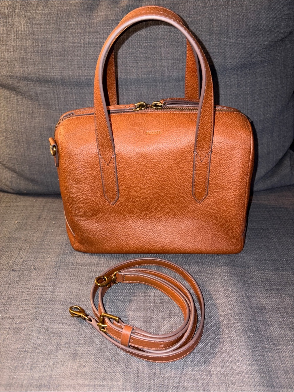 Fossil Brown Leather Crossbody Satchel
